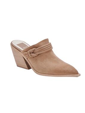 Dolce Vita Tan Suede Knot-Trim Pointed Toe Mules